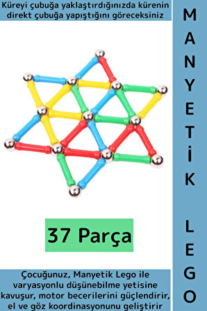Eğitici Motor Beceri El Göz Koordinasyonu Geliştiren Eğlenceli Çocuk Manyetik Lego Seti 37 Parça