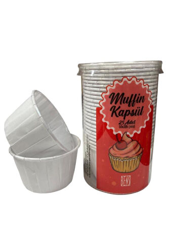 Cupcake/Muffin /Suffle Kek Kapsülü Beyaz 25 li