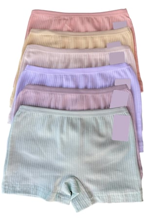 Kız Çocuk Renkli Likralı Pamuklu Fitilli Boxer Külot 12 Li (Dondeza Model)