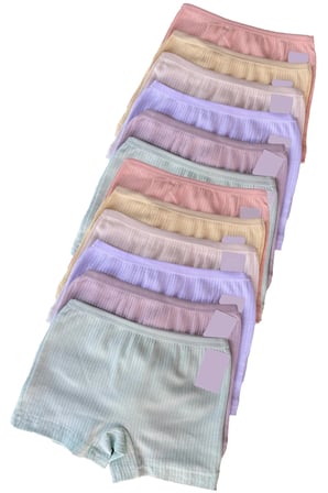 Kız Çocuk Renkli Likralı Pamuklu Fitilli Boxer Külot 12 Li (Dondeza Model)