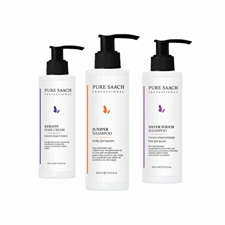 PURE SAACH PROFESSİONAL 3 ÜRÜN BİRLİKTE MOR PİGMENT SİLVER SHAMPOO+PROTEİN COPLEX SHAMPO+KERATİN SAÇ BAKIM KREM