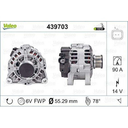 Psa Alternator 12v 90a Nemo Bipper Dv4td (1,4hdi 8v) - Valeo 439703