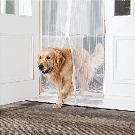 BUFFER® Pratik Manyetik Mıknatıslı Beyaz Kapı Pencere Sinekliği Tülü 105 x 210 cm