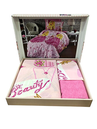 Golden Home Ranforce Pembe Kız Çocuk Tek Kişilik Nevresim Takımı Beauty