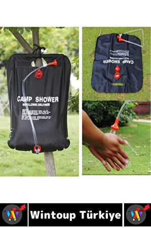 Yüksek Kalite PVC Outdoor Piknik Solar Isıtıcılı Şeffaf Arka Yüzey Pratik Kamp Duş Torbası 20 Litre