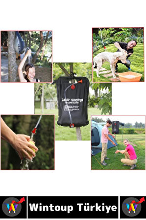 Yüksek Kalite PVC Outdoor Piknik Solar Isıtıcılı Şeffaf Arka Yüzey Pratik Kamp Duş Torbası 20 Litre