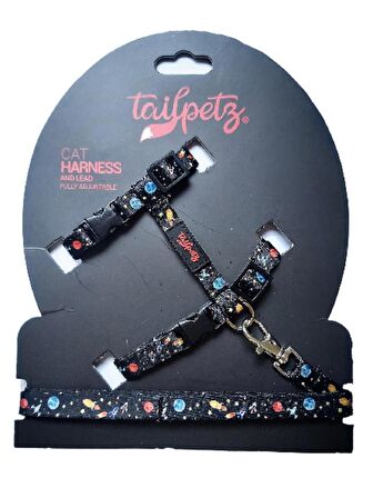 Tailpetz Cat Harnes Space Ayarlanır Kedi Gezdirme Takım Tasması