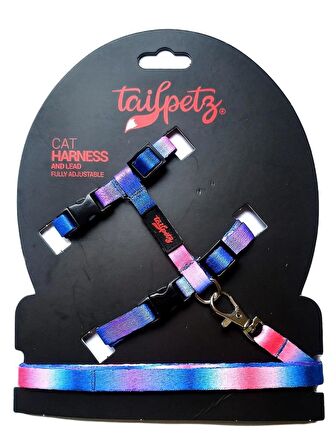 Tailpetz Cat Harnes Bavel Ayarlanır Kedi Gezdirme Takım Tasması