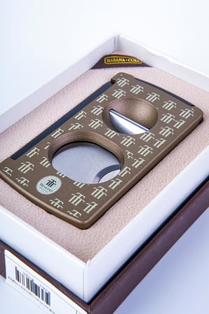 Cohiba Trinidad Özel Üretim Kahverengi Düz & V Metal Puro Makası Kesici - TR8319