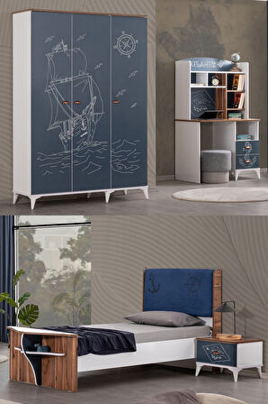 Atlantis Genç Odası - 3 Kapılı Dolap, Karyola, Komodin, Masa