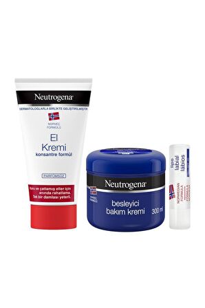 Neutrogena Parfümsüz El Kremi+ Besleyici Bakım+Dudak Kremi 