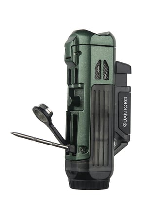 Quantoro Çift Torch Pürmüz Delicili/İğneli Yeşil Metal Puro Çakmağı - TRZ1184