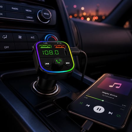 Kablosuz Araç MP3 Çalar FM Transmitter Type-C Girişi Ve Çift USB Şarj Portu