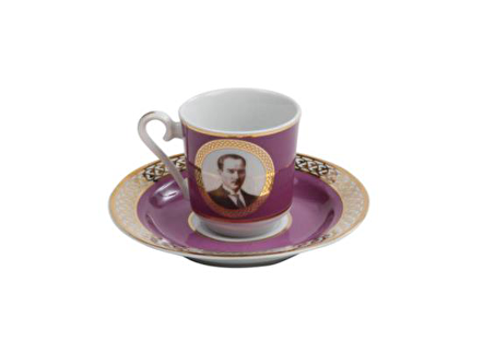 2 li Atatürk Kahve Fincan Takımı Mor