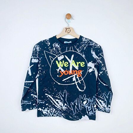 Erkek Çocuk Sweat-Shirt Baskılı Siyah İnce