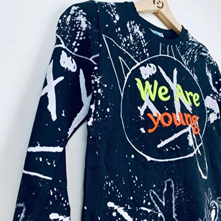 Erkek Çocuk Sweat-Shirt Baskılı Siyah İnce