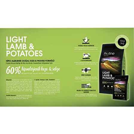 Profine 3Kg Light Adult Kuzu Etli  Yetişkin Köpek Maması