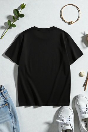 Unisex Night Kalp Baskılı Tasarım Tshirt