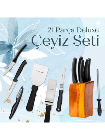 PİRGE ÇEYİZLİK BIÇAK SETİ DELUXE – 21 PARÇA - 35077