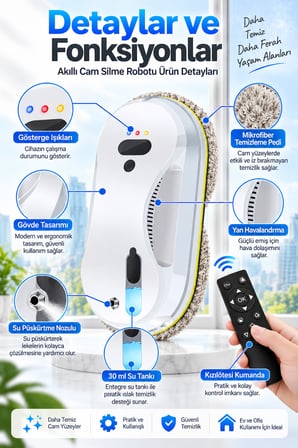 W15S Akıllı Vakumlu Yüksek Kat Cam Temizleme Robotu