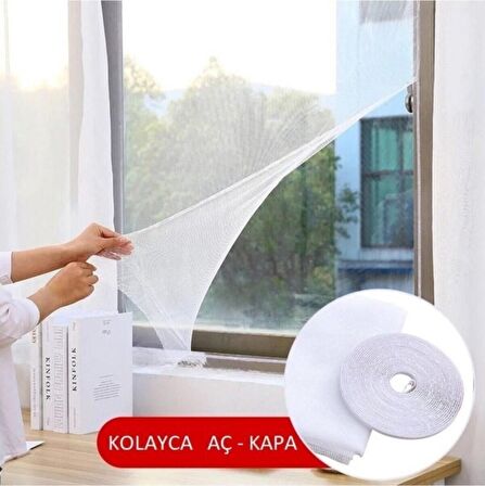 Pencere Sinekliği Kolay Yapışkan Sineklik Pencere Tülü 70X125 cm Tek Kanat Pencere Tülü + Bant [Nele