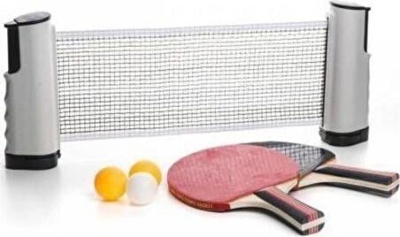 Tüm Masalara Uyumlu Portatif Masa Tenisi Filesi 2 Raket ve 15 Top Masa Tenis Filesi