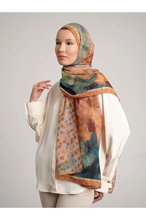 Ayshara Fırça Hâlesi Şal Soyut Desenli Çift Taraflı 72x190 cm