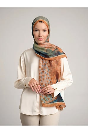 Ayshara Fırça Hâlesi Şal Soyut Desenli Çift Taraflı 72x190 cm