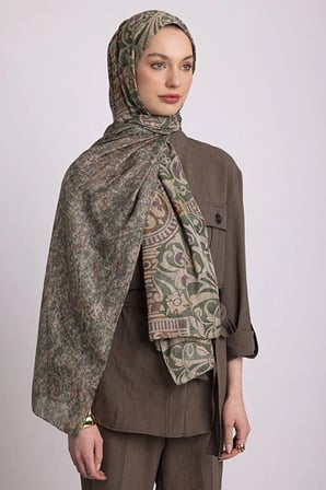 Ayshara Adaçayı Çift Taraflı Şal Yeşil 72x190 cm