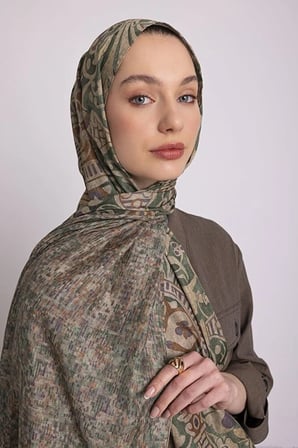 Ayshara Adaçayı Çift Taraflı Şal Yeşil 72x190 cm