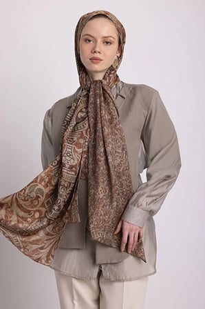 Ayshara Etnik Desenli Şal Turuncu Polyester 72x190 cm