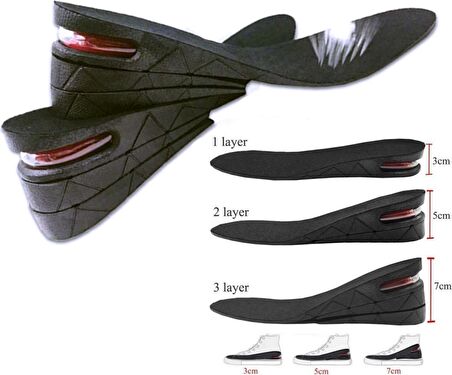 7 Cm Hava Yastıklı Boy Uzatıcı Tabanlık Boy Uzatan Topuk Yükseltici