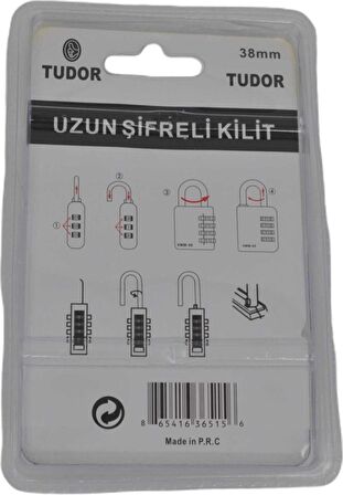 Şifreli Asma Kilit 38MM Uzun Dolap Çekmece Çanta Kilidi Asker Okul Kilit SİYAH Renk 9.5 cm Uzunluk