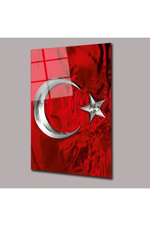Bayrak 2 Atatürk ve Türkiye 4 mm Temperli Cam Tablo – Şehir ve Harita Duvar Dekoru