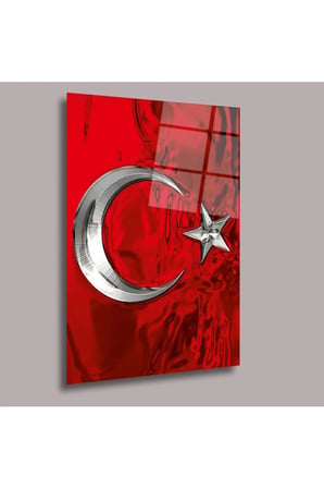 Bayrak 2 Atatürk ve Türkiye 4 mm Temperli Cam Tablo – Şehir ve Harita Duvar Dekoru