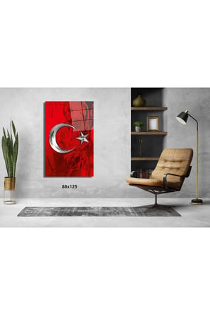 Bayrak 2 Atatürk ve Türkiye 4 mm Temperli Cam Tablo – Şehir ve Harita Duvar Dekoru
