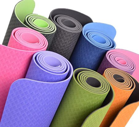 Gymo Sembol Hizalamalı 6mm TPE Yoga Matı Pilates Minderi Diz Dirsek Koruyucu Mat Hediyeli Turuncu