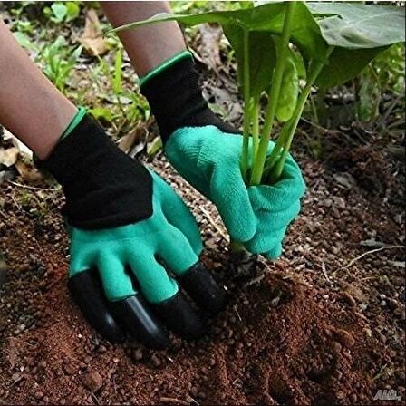 Toprak Kazma Bahçe Eldiveni Sert Plastik Tırnaklı Eldiven Toprak Kazma Ekme Çapalama