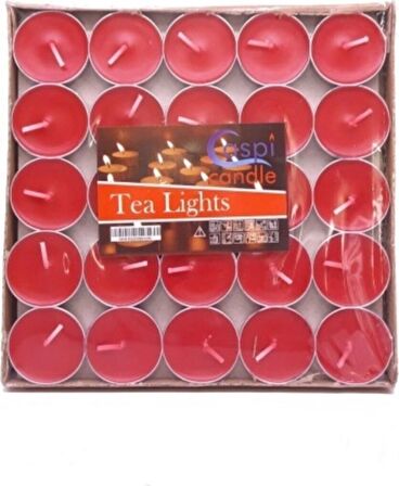 50 ADET Dekoratif Yuvarlak Mini Tealight Mum Kırmızı Parti Mumu Kutlama mumu