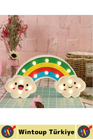 Çocuk Bebek Odası Aydınlatma Güvenlik Asılabilir Tasarım Gülen Bulutlu Gökkuşağı Masa Gece Lambası