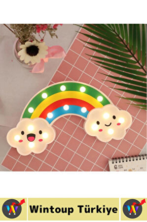 Çocuk Bebek Odası Aydınlatma Güvenlik Asılabilir Tasarım Gülen Bulutlu Gökkuşağı Masa Gece Lambası