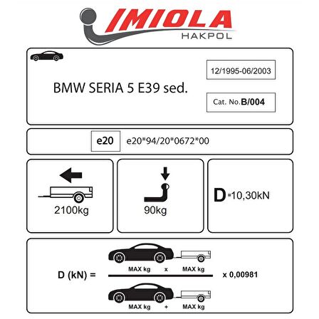 Hakpol - BMW 5 Serisi E 39 Saloon 1995 - 2003 Çeki Demiri