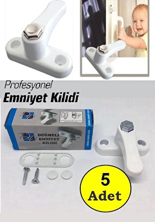 5 Adet Çelik Pvc Kapı Pencere Emniyet Kilidi Pimapen Düğmeli Kilit Bebek Çocuk Güv