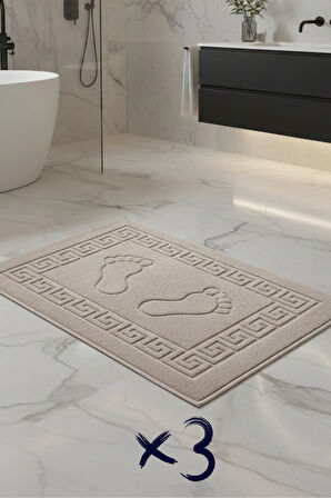 3'lü Ayak İzli Bukle Ayak Havlusu Seti 250 gram - Paspas Banyo Seti (3 adet)