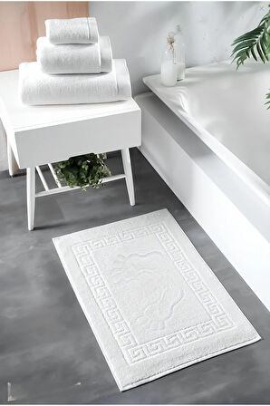 3'lü Ayak İzli Bukle Ayak Havlusu Seti 250 gram - Paspas Banyo Seti (3 adet)