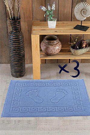 3'lü Ayak İzli Bukle Ayak Havlusu Seti 250 gram - Paspas Banyo Seti (3 adet)