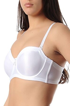 Yeni İnci 1680 Straplez Balenli Toparlayıcı Sütyen Beyaz-85C