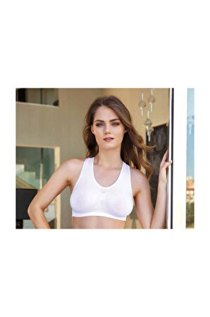 Kalın Askılı Sporcu Büstiyer Beyaz