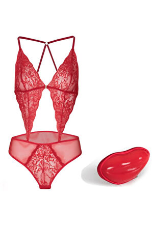 Kırmızı Iç Çamaşırı Kombinezon Takımı