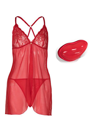 Kırmızı Iç Çamaşırı Kombinezon Takımı
